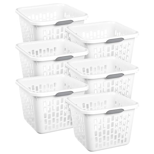 Sterilite 1.5 Bushel Square Laundry Basket - 6 Pack, White, 19.25 x 18.5 x 13.5 in