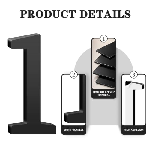 Black 4-Inch Acrylic House Numbers Self-Adhesive for Exterior Mailboxes
