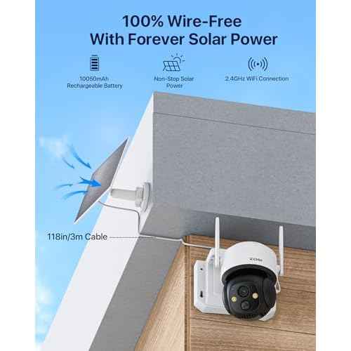 ZOSI C291 4MP Wireless Battery Security Outdoor Camera with Solar Panel, 2.5K 360 View Pan/Tilt Camera, Auto Track, PIR Human Detect, Color Night Vision, 2-Way Talk, Light Siren Alarm,32GB Memory Card