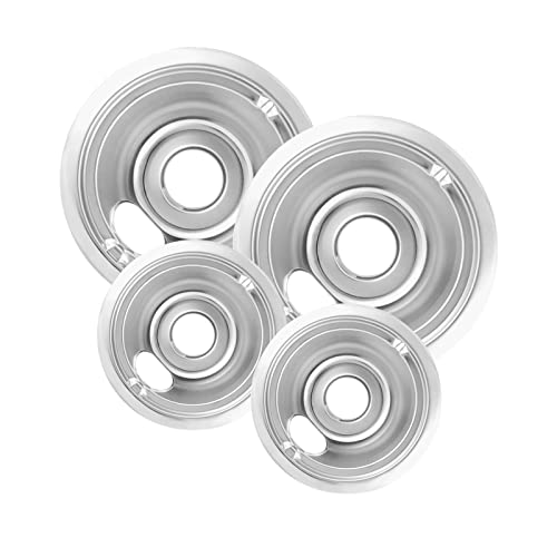 COZZIVITA 4-Piece GE/Hotpoint Silver Electric Stove Drip Pan Set - 6 & 8 Inch