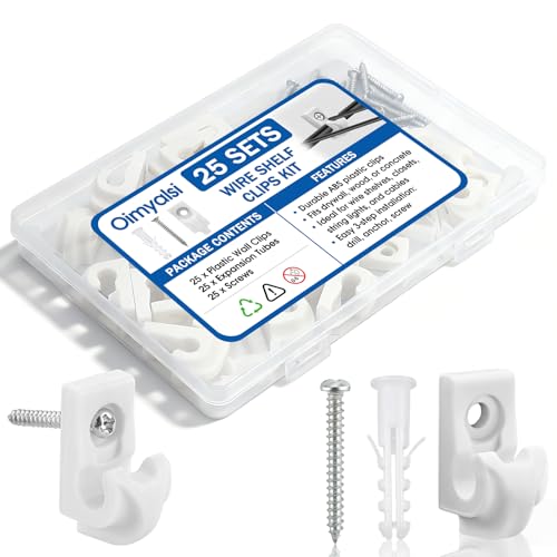 Heavy Duty Wire Shelf Clips - 25 Pack for Closet & Wall Shelving Support