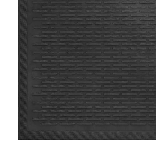 Ottomanson Waterproof Rubber Doormat - Heavy-Duty Non-Slip Entry Rug 18x30 in Black