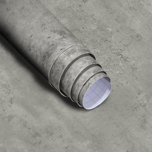 12"x79" Light Grey Concrete Wallpaper Peel and Stick 3D Gray Faux Cement Textured Contact Paper Self-Adhesive Waterproof Vinyl Matte Modern Industrial Wall Paper for Bedroom Bathroom Kitchen