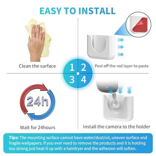 2 Pack Adhesive Wall Mount Bracket for Tapo Camera C100 C110, Strong Adhesive Durable Camera Mount Stand, No Drill No Screws Easy to Install