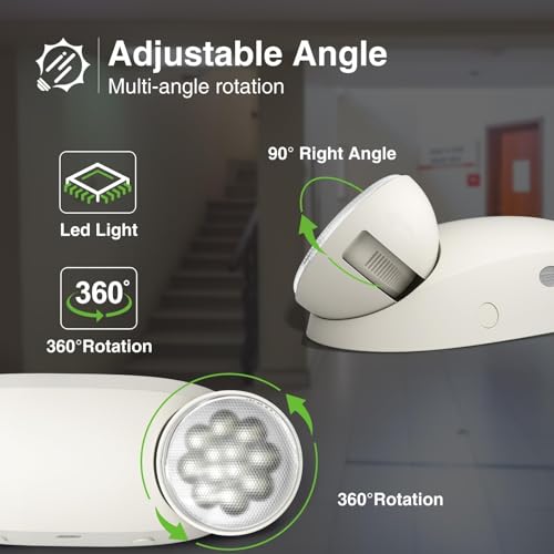 FREELICHT 4 Pack Emergency Lights with 90-Minute Battery, Round Heads, Commercial UL Certified