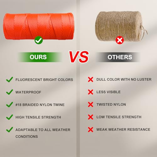 Mason Line String Line,300 Ft Length Nylon Twine,18 Braided Nylon String for Gardening Or Masonry Tools,Twine String for Gardening,Pink