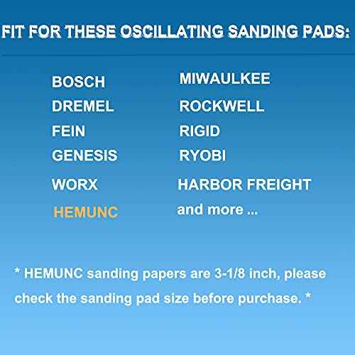 Triangle Oscillating Multi Tool Sanding Pads, 60Pcs 3-1/8 Inch Oscillating tool sandpaper for Triangle Multitool Sanding pads assorted 40/60/80/120/180/240 Grits