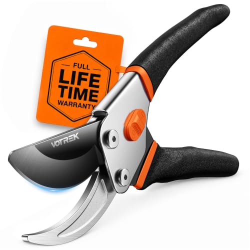 8.5 Inch Bypass Pruning Shears Sunset Orange | Jam-Proof Garden Clippers