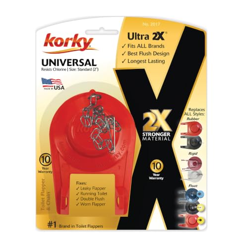 Korky 2-Inch Universal Toilet Flapper - Adjustable, Long-Life, 1 Pack