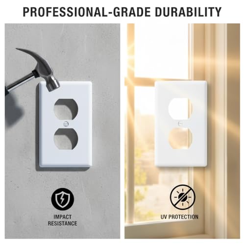 Bates Choice Duplex Wall Outlet Receptacle Wall Plate - White, 4.5 x 2.75 inches, Pack of 12 - Standard Size