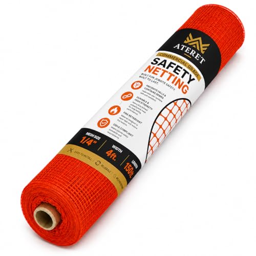 ATERET 4' x 150' Debris Safety Netting Orange Fire Retardant Construction Mesh