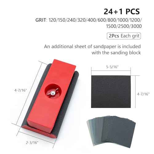 SCOTTCHEN Hand Sanding Blocks Auto Body, 25pcs Sandpaper Woodworking Furniture Sander Hand Tool, Grit 120 to 3000