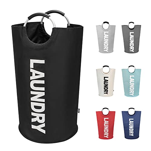 DOKEHOM 90L Collapsible Laundry Basket Bag with Soft Handle, Black