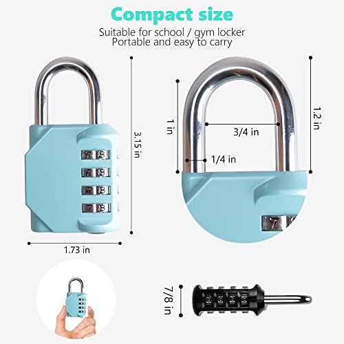 CL11AS Combination Lock, 4 Digit Outdoor Combination Padlock Set Your own Combination for Gym Locker Lock, School, Gates, Doors, Toolbox, Hasps and Storage (Aqua Sky *1)