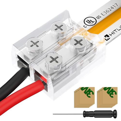 HitLights 8mm Solderless LED Tape Light Connectors Pack of 12 for 12V/24V Single Color Strips