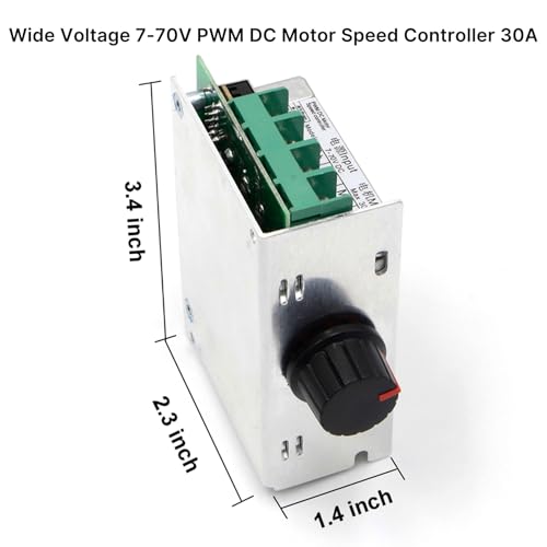RioRand 30A-Green PWM DC Motor Speed Controller 7-70V for Brushed Motors