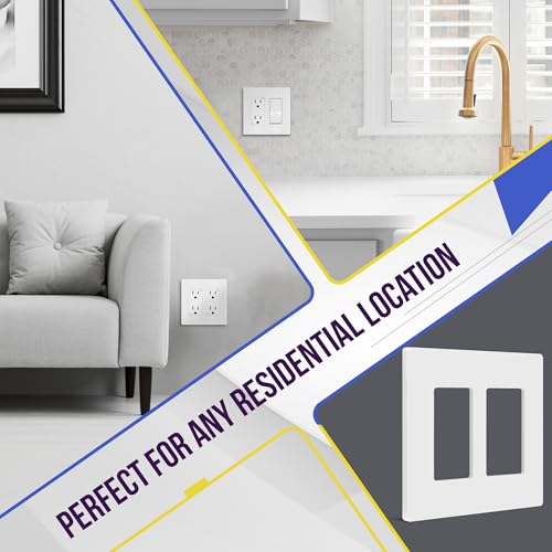 ENERLITES Standard 2-Gang White Screwless Decorator Wall Plate Cover - Durable, Easy to Install