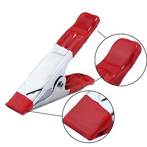 ESUMIC¢ç 6 x 4inch A Metal Spring Clamps, Heavy Duty Spring Metal Spring Clamps, Rubber Coated Tipped Grip Holder For Camping Tarpaulin (Red) (6-Piece)