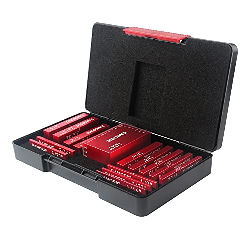 EANOSIC 15 Pcs Setup Blocks Height Gauge Set – Aluminum Router/Table Saw Bars (INCH, Laser Markings, Case)
