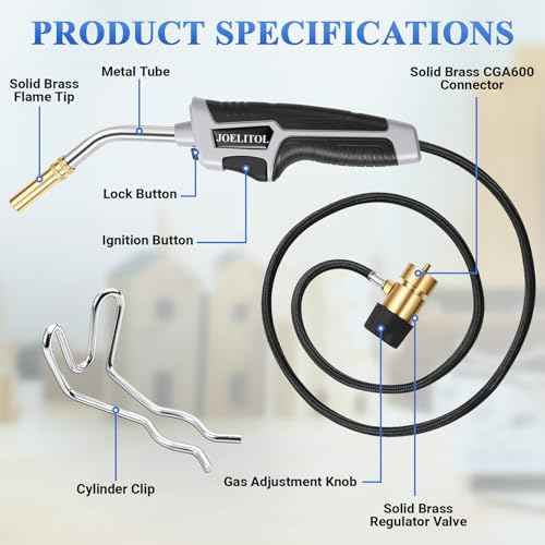 Propane Torch Kit, Mapp Gas Torch with Cylinder Clip, 5ft Hose and Trigger Start Adjustable Flame, Brazing Torch Kit for Soldering, DIY, Jewelry(Propane Cylinder Not Included)