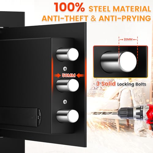 GHJGAGE 9.84H Small Fireproof Safe Box with Fireproof Waterproof Bag, 1.2 Cu Ft, Digital Lock, Basic Model