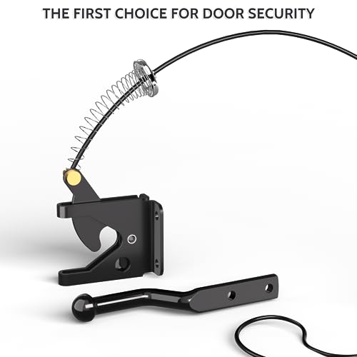 JZVXX Black Self Locking Gate Latch with Spring Cable for Wooden Fence - Carbon Steel