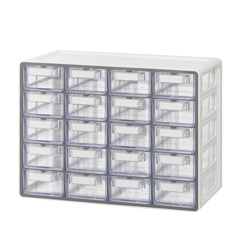 Blue Ginkgo 20-Drawer Storage Cabinet Organizer Grey - Korean Made, Stackable, Adjustable Dividers