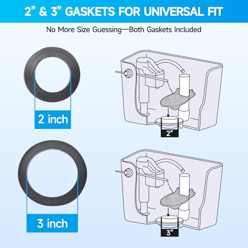 Universal Toilet Tank to Bowl Bolt & Gasket Kit with 2 Sets - Easy Leak Repair, Stainless Steel & Foam Rubber, Compatible with 2-Inch & 3-Inch Seals - Jamini