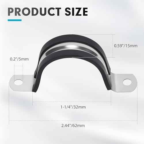 1-1/4 Inch 10 PCS 2 Holes Rubber Cushioned U Bracket Clamp, Reinforced Rigid Pipe Strap, Stainless Steel Conduit Straps Cable Clamp (32 mm) by Tavonuxt