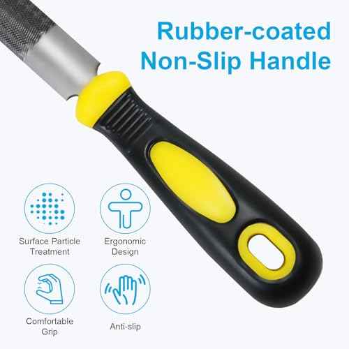 3Pcs Metal File Set, 8-Inch Professional High Carbon Steel Metal File, Includes Flat, Round, Half-Round Metal Files, Durable Hand Files Work for Metal Wood Smoothing Shaping Deburring