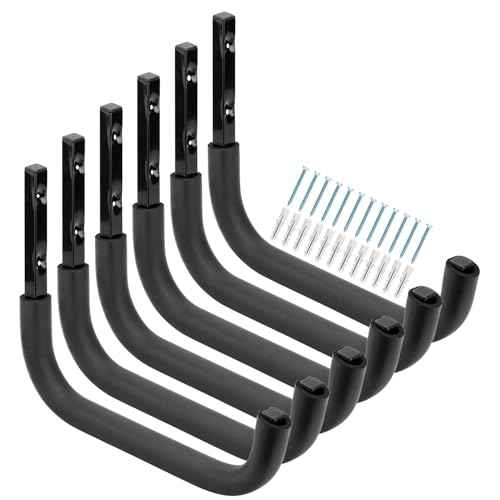 Heavy Duty Garage Storage Hooks, 12.4 Inch Ladder Storage Hanger, Wall Mount Utility Hook for Outdoor Indoor Organizer Folding Chairs, Bike, Tools, Water Pipes
