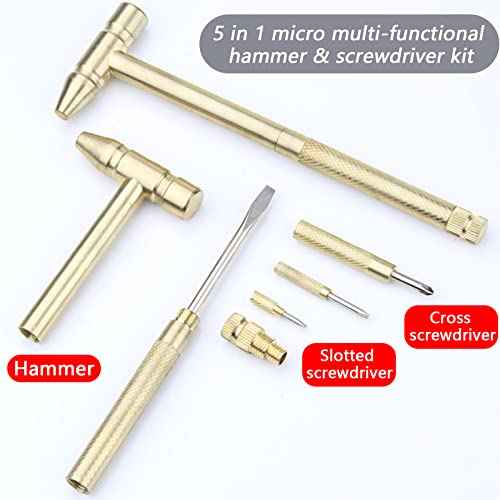 6-In-1 Multifunctional Metal Mini Hammer, Small Nesting Hammer and Screwdriver Set, Portable Steel Mini Hammer Ideal for Repairing Watches, Jewelry and Other Small Parts