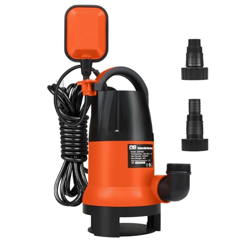 Prostormer Orange 1HP Submersible Sump Pump with Automatic Float Switch 3700 GPH