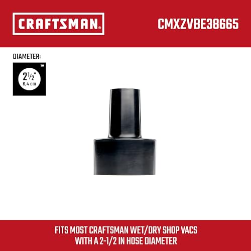 CRAFTSMAN CMXZVBE38665 2-1/2 to 1-1/4 inch Adapter Wet Dry Vac Attachment, Industrial-Grade Shop Vacuum Accessory that Connects 2-1/2 in. Vac Hoses to 1-1/4 in. Accessories