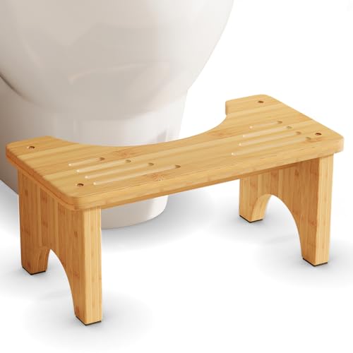 Uaniar Bamboo Toilet Stool Natural 6.7"H Wooden Squatting Potty for Adults