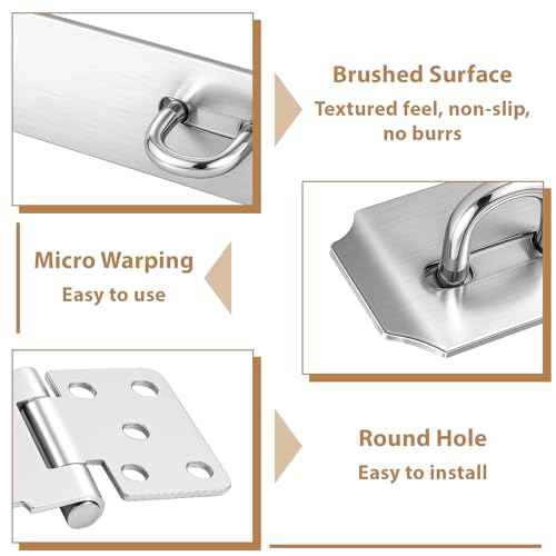 2 Pcs Door Locks Hasp Latch, 5 Inch Stainless Steel Safety Packlock Clasp, Extra Thick Hinge Lock with Screws, Brushed Finish, for Gate, Cabinet, Closet, Shed (5 INCH)