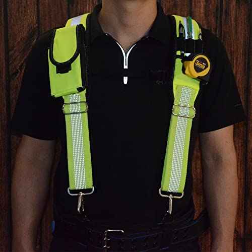 AISENIN Carpenter Tool Belt Suspenders, Heavy Duty Tool Belt Suspenders Reflective Safety Suspenders