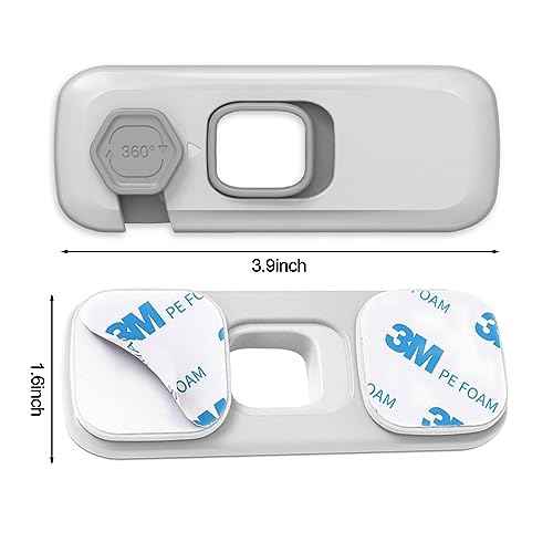 5Pcs Kids Security Refrigerator Locks.Protective Self Adhesive Latches.Pinch Proof Lock for Toddlers and Children.Ideal for Refrigerators,Cabinets,Drawers,Wardrobes and Freezers (Grey)