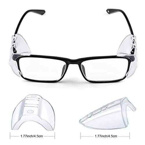 MELASA Safety Glasses Side Shields for Prescription Glasses, Slip on Clear Eye Glasses, Fits Small to Large Eyeglasses