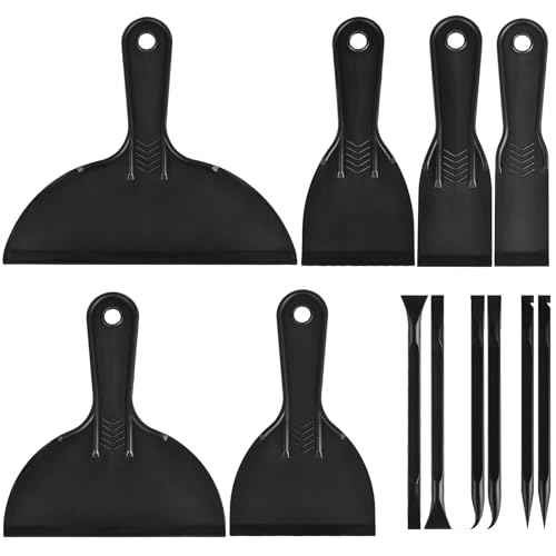 12 Pieces Plastic Putty Knife Set 2" / 3" / 6" Flexible Scraper Tool and Detail Scraper Tool Multipurpose Spatula Paint Scrapers, for Spackling, Patching, and Painting Wood or Wall