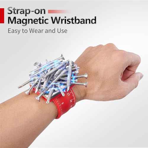 Magnetic Wristband for Holding Screws,Nails and Drill Bits,Tool Gift for Men,Christmas Gift for Men Who Have Everything,Cool Gadget,Stocking Stuffer for Dad,Husband,Boyfriend