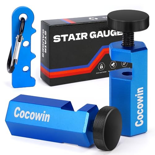 Cocowin Tall Stair Gauges for Framing Squares with Holder & Carabiner, 1 Pack Blue