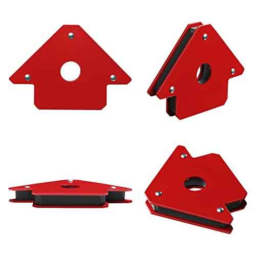 4pcs 3" 25lb Welding Magnet Arrow Welding Magnets and Clamps Magnetic Arrow Welder Metal Working Mig Tools and Equipment 45¡Æ 90¡Æ 135¡Æ Angle Magnet Holder, Red,Black