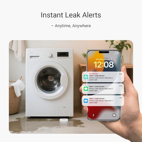 YoLink Water Leak Sensor Kit with Hub - 4 Sensors + 1 Hub, Long-Range Wi-Fi & Offline Alerts