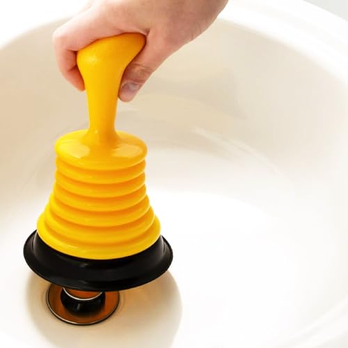 Yellow Mini Drain Plunger - 11-Inch Bellows Sink & Bathroom Clog Remover