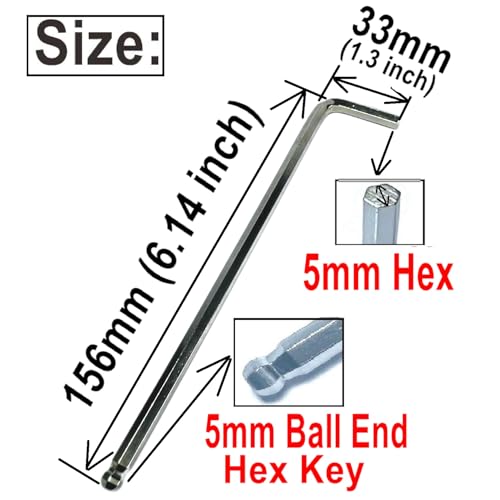10pcs 5mm Ball End Allen Wrench sets,5mm Hex Key Wrench set,5mm ball end Hex Driver allen key Door Key L Shaped hex wrench set with Long Arm 156mm lengh.5mm ball end hex wrench