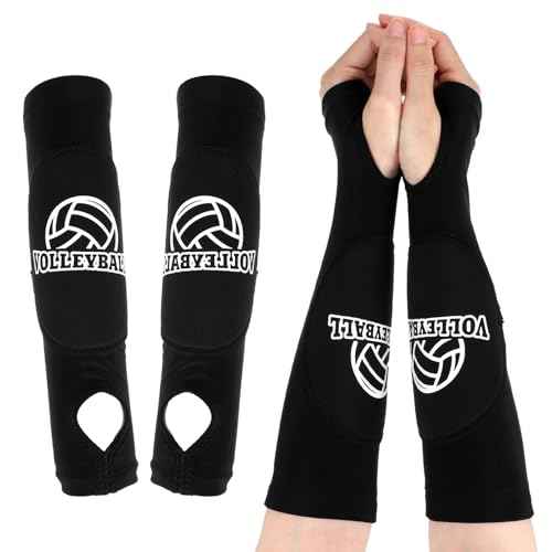 1 Pair Arm Sleeves Volleyball, Passing Hitting Forearm Sleeves with Protection Arm Pads and Thumb Hole