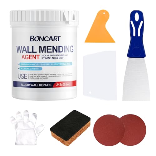 Boncart 8.6oz Drywall Repair Kit 8-in-1 All-in-One Patch & Priming Set with Tools