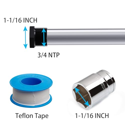 44-Inch Aluminum Zinc Water Heater Anode Rod for Rotten Egg Smell Removal - Flexible Replacement Kit