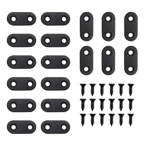 Black Straight Corner Brackets Pack of 20 with Screws - Stainless Steel Support for Furniture Repair